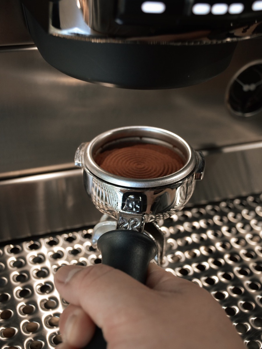 Espresso grinder at the Mora bar